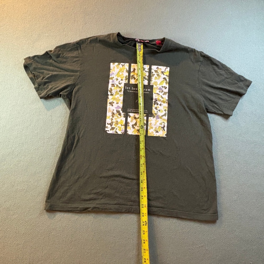 s Oliver T Shirt Mens Medium Olive Green Graphic Tee Let Love Grow Floral Box - Picture 4 of 9